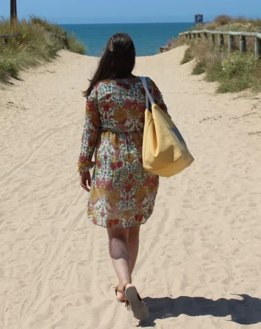 woman walking towards la plage (beach) du murier in notre dame de monts
